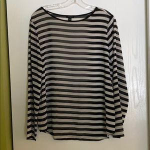 Sheer Ann Taylor Striped Blouse